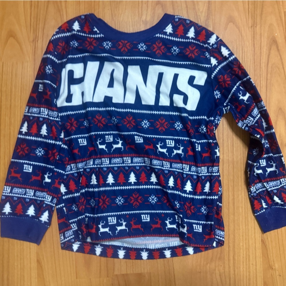 Kids NFL NY Giants 4T long sleeve pajama top Xmas